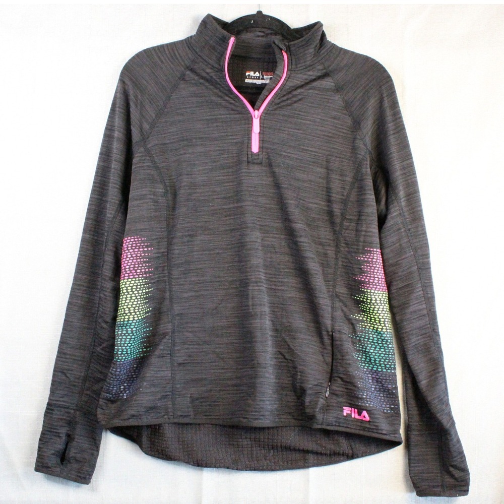 Fila Sport Womens Large Gray 1/4 Zip Running Pullover Gorpcore Streetwear L